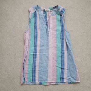 Vineyard Vines Striped 100% Linen Sleeveless Tunic Top szXS